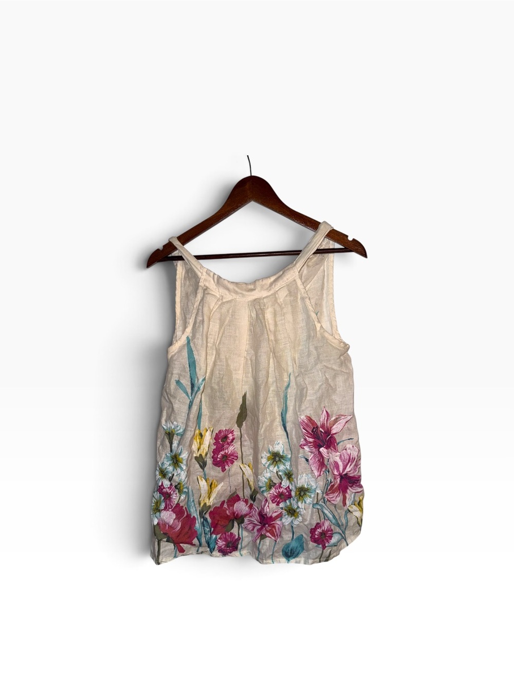 Bella Amore Made in Italy Linen Floral Tunic Top Small